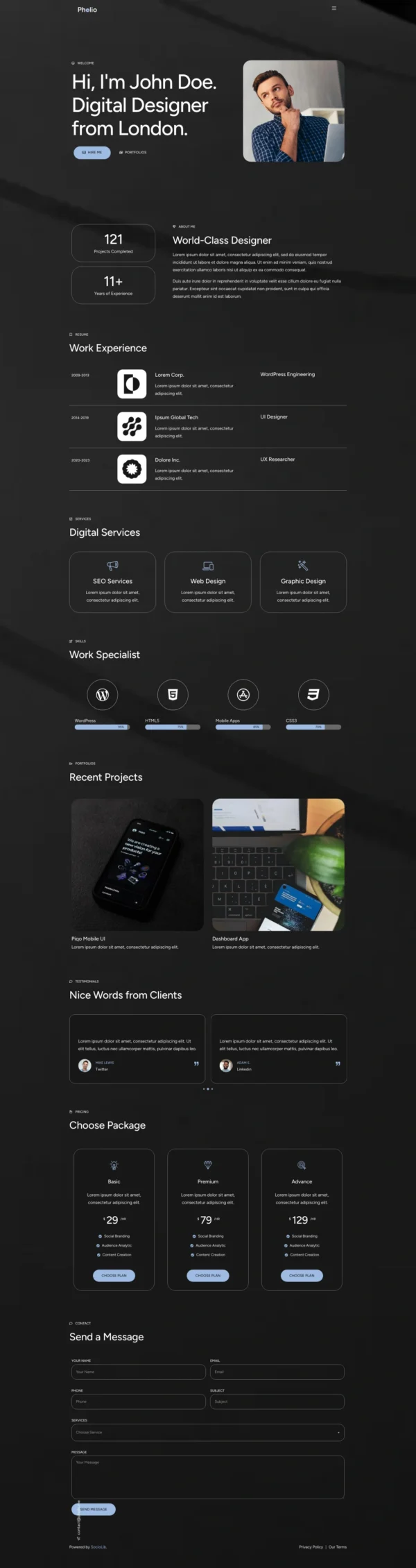 Pholio - Personal Portfolios & Resume Website Design Package