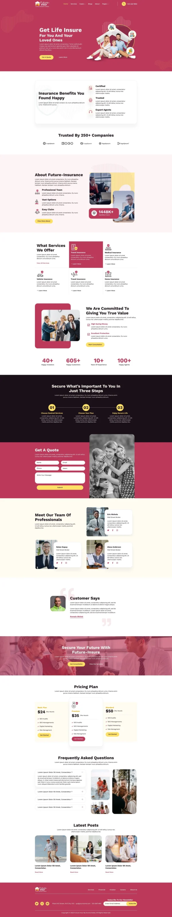 Future Insur - Insurance Company Website Design Package