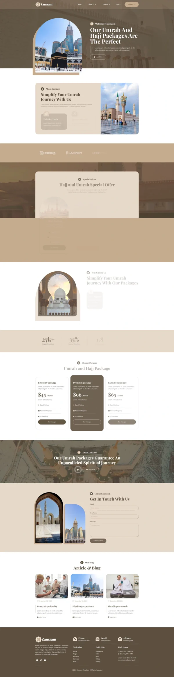 Zamzam - Umrah & Hajj Tour Travel Website Design Package