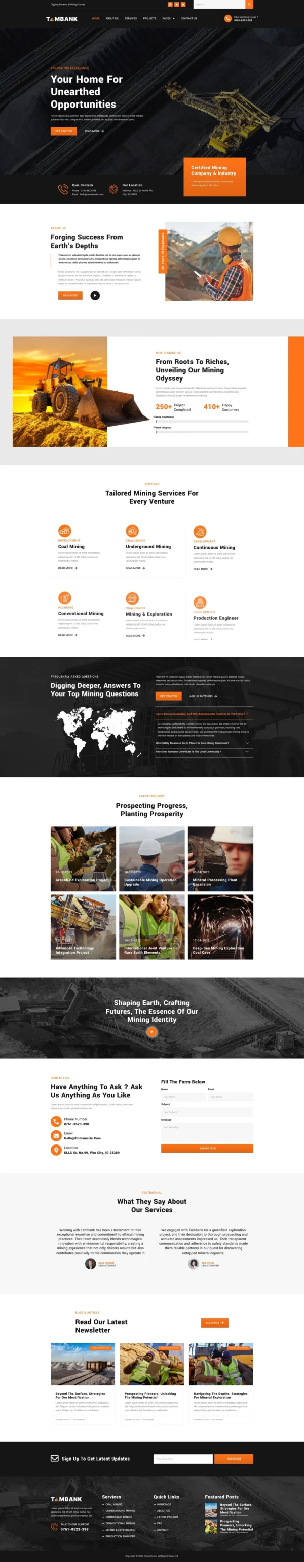 Tambank - Mining & Industry Website Design Package