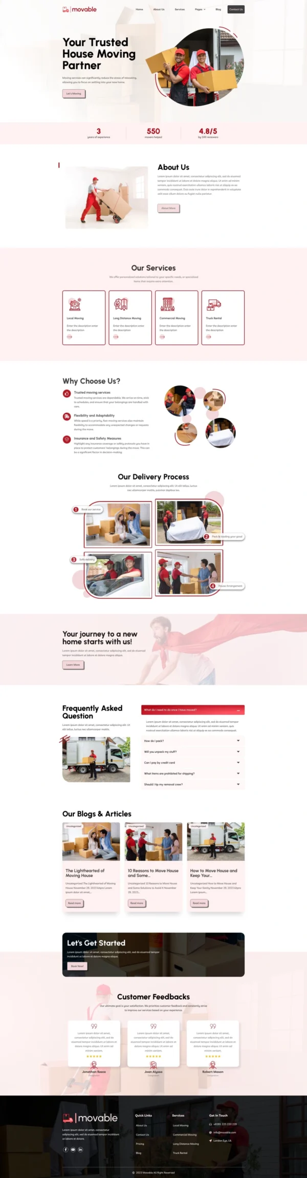 Movable - Moving Service Website Design Package
