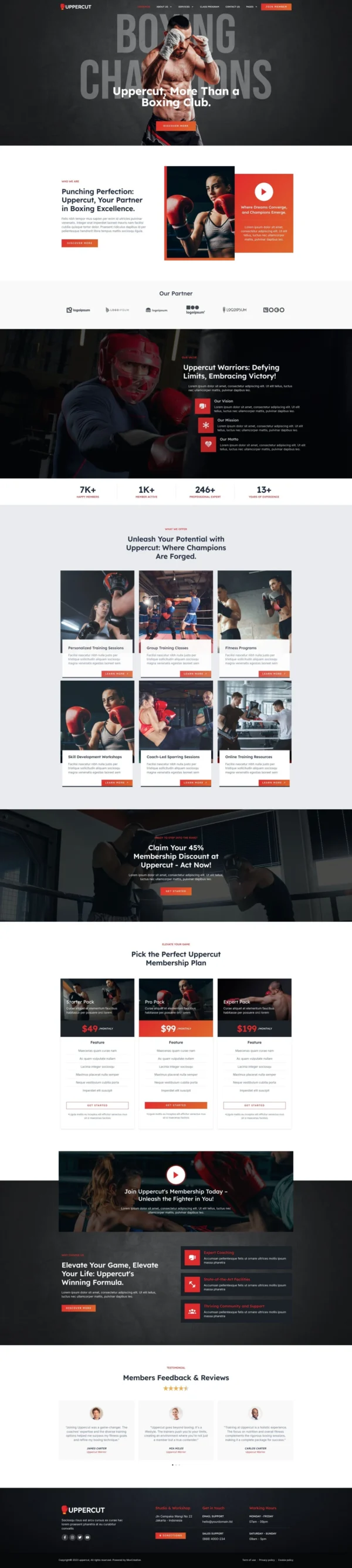 Uppercut - Boxing School & Martial Arts Website Design Package