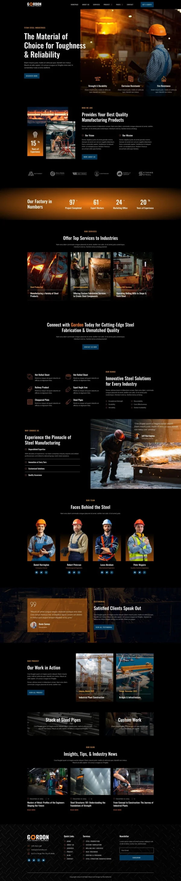 Gordon - Steel Factory & Industrial Plant Manufacturing Website Design Package