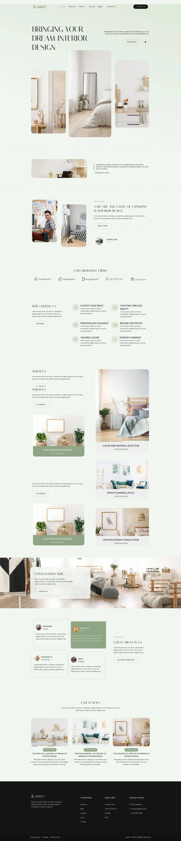 Aarkit - Interior Design Website Design Package