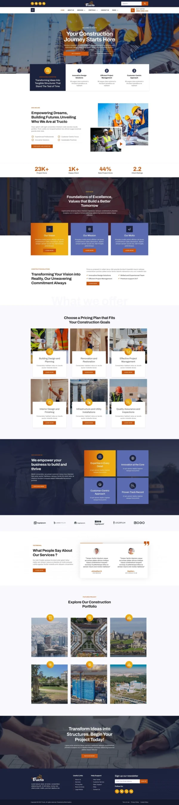 Tructo - Construction Service & Building Website Design Package