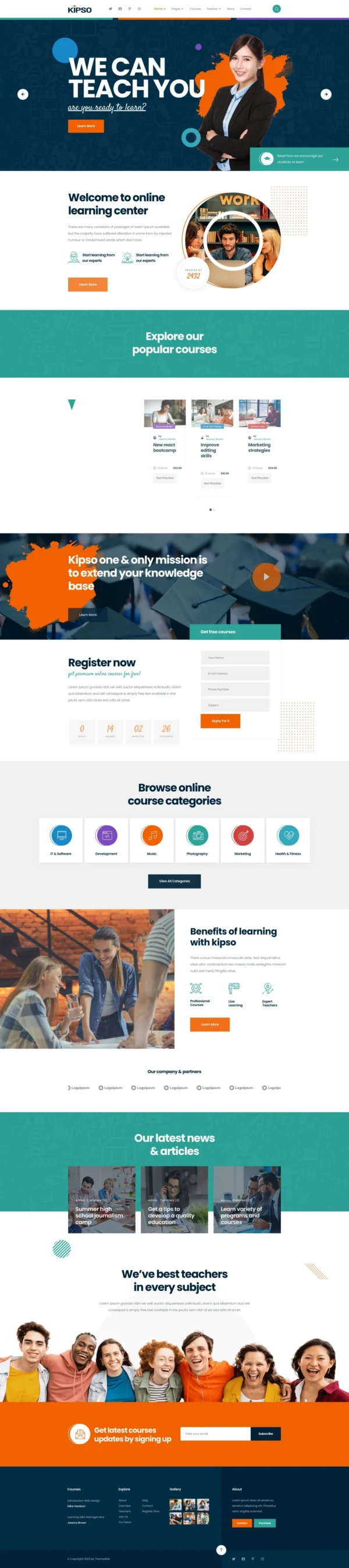 Kipso - Online Education Learning Website Design Package