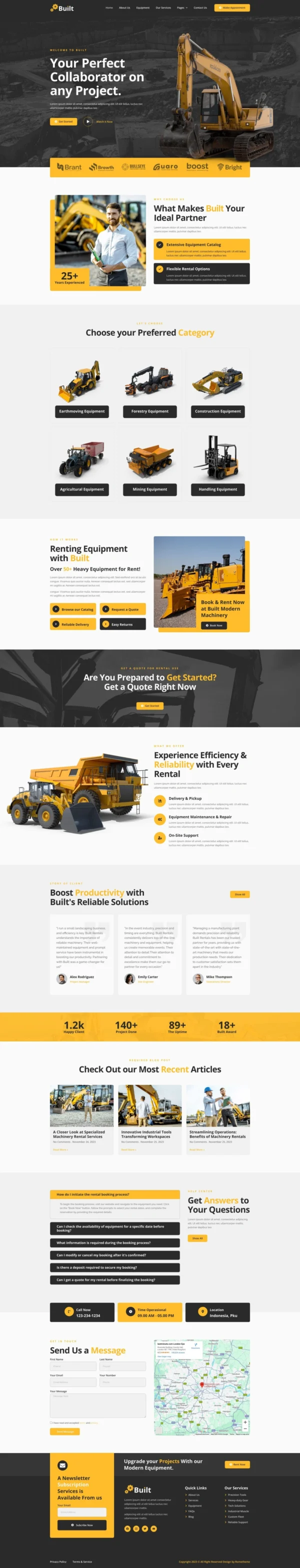 Built - Machinery & Equipment Rentals Website Design Package