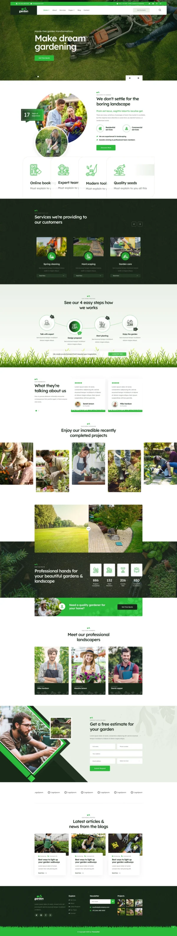 Gardon - Landscaping & Gardening Website Design Package