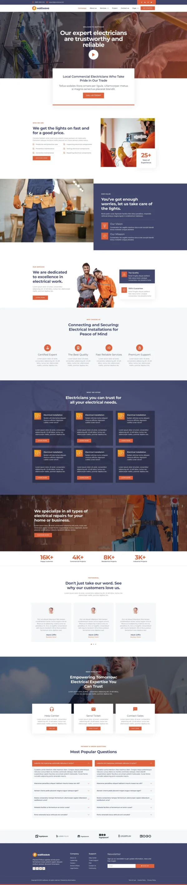 WattWave - Electrical Installation & Maintenance Service Website Design Package