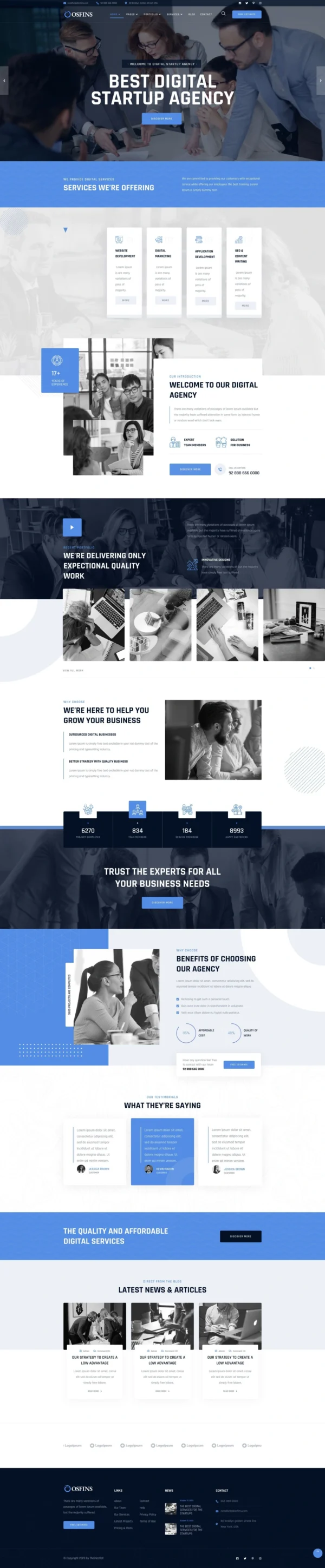 Osfins - Digital Startup Agency Website Design Package