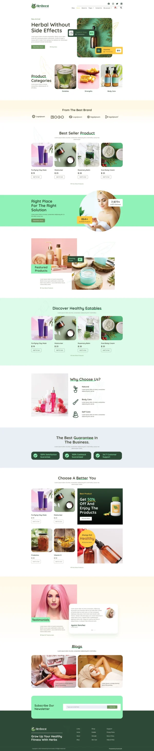 HerbVest - Herbal Store Website Design Package