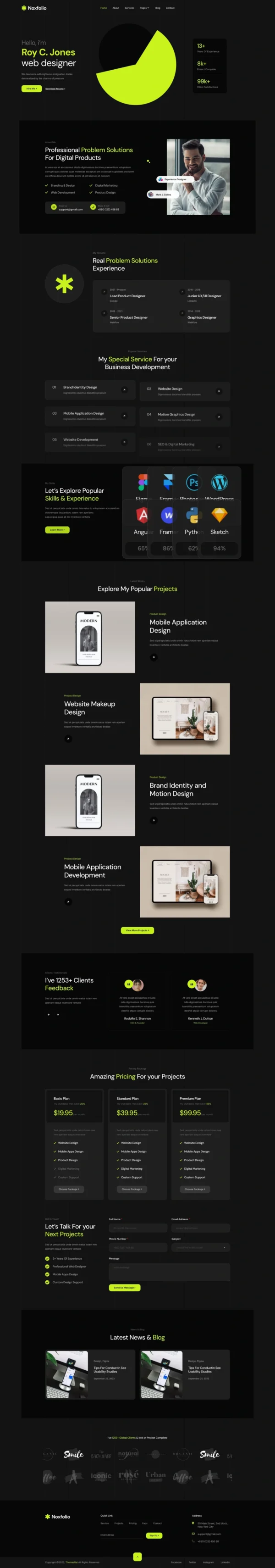 Noxfolio - Personal Portfolio Resume Website Design Package