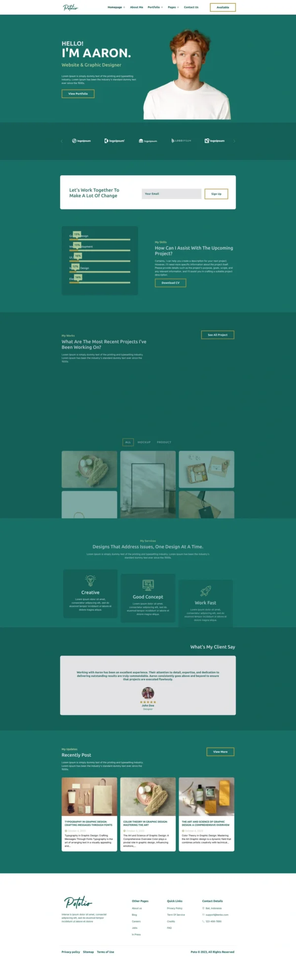 Potolio - CV Resume Porfolio Website Design Package