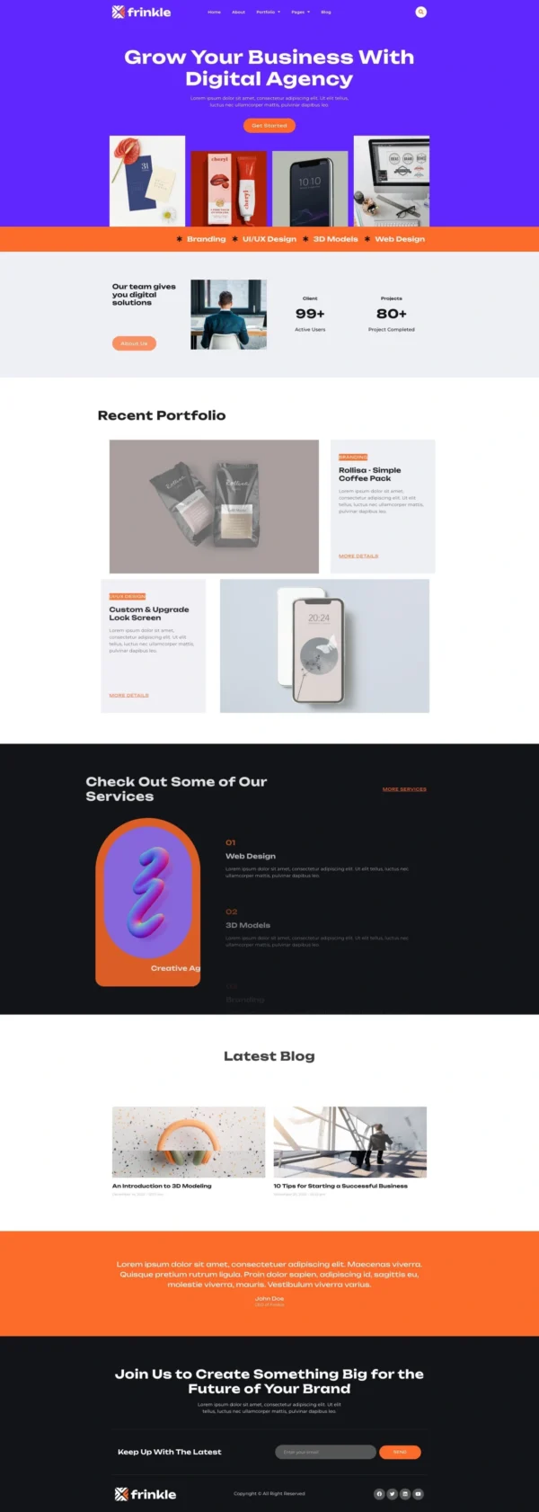 Frinkle - Digital Design Agency Website Design Package