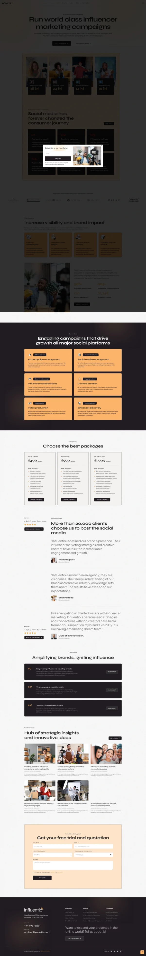 Influentio Influencer Influentio - Marketing & Creative Agency Website Design Package