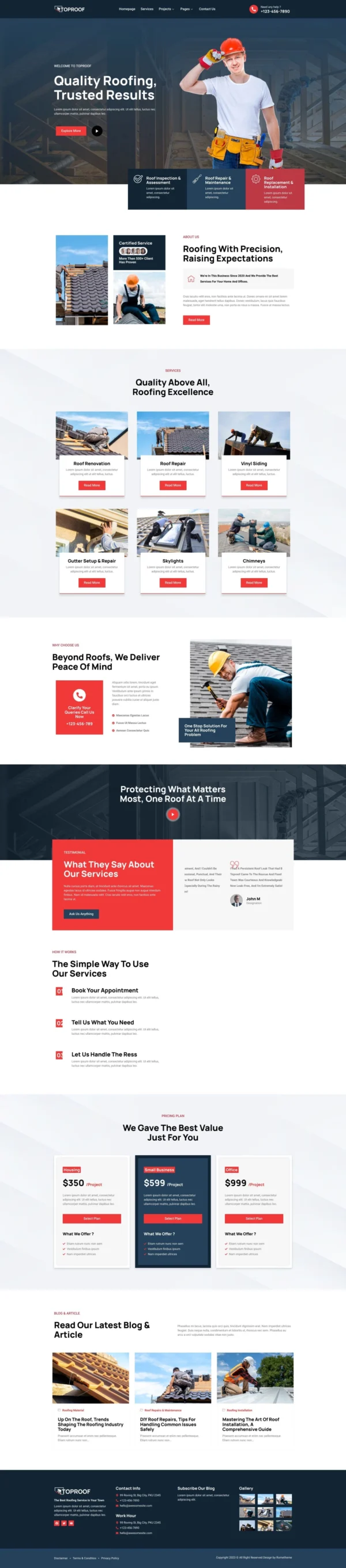 Toproof - Roofing Service Website Design Package