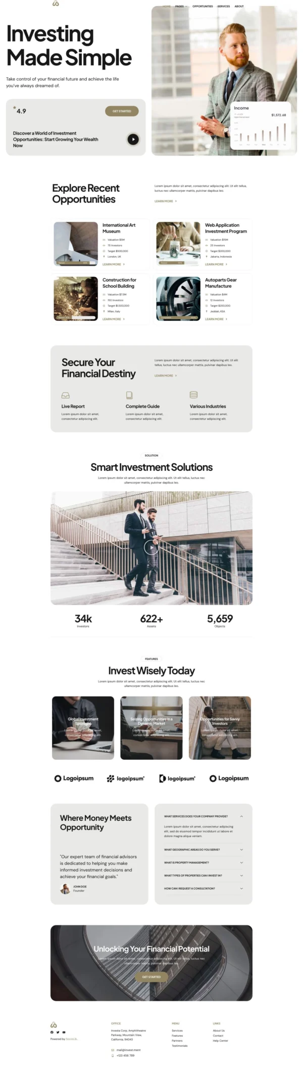 Investa - Investment & Business Opportunities Website Design Package