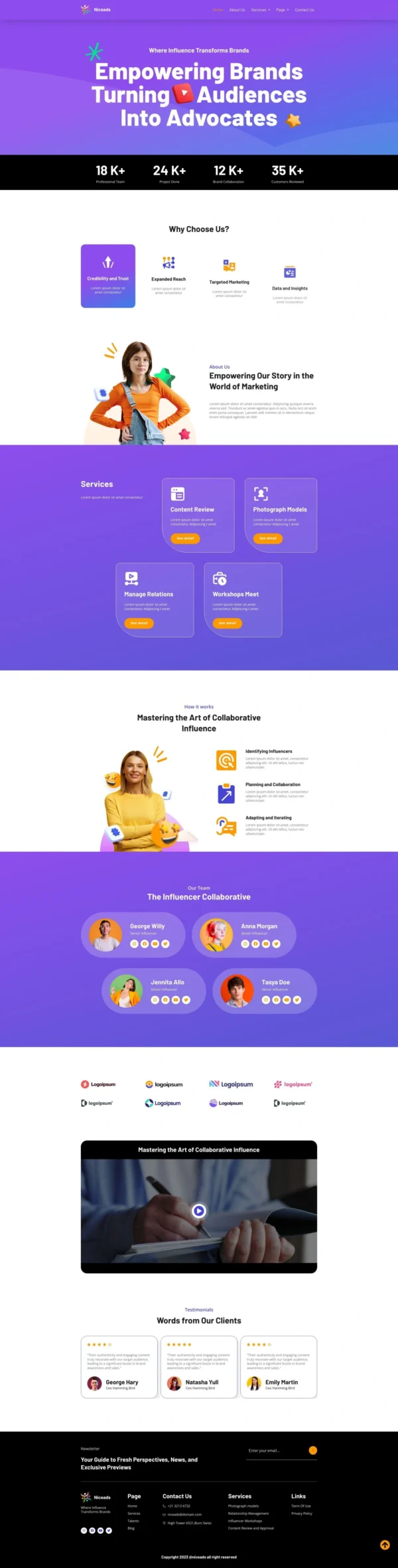 Niceads - Influencer Marketing Website Design Package
