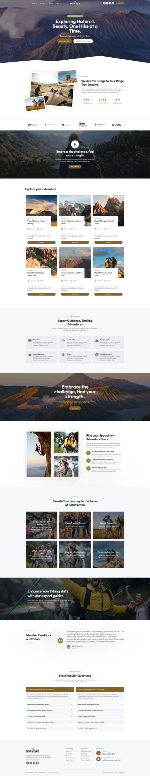 RidgeTrek - Hiking & Adventure Website Design Package