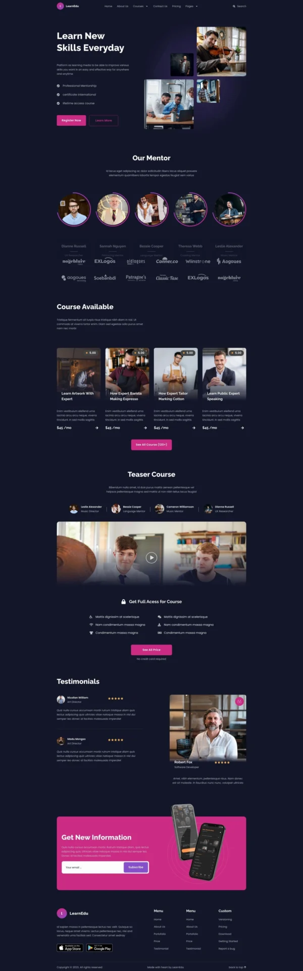 LearnEdu - Education & Online Learning Website Design Package