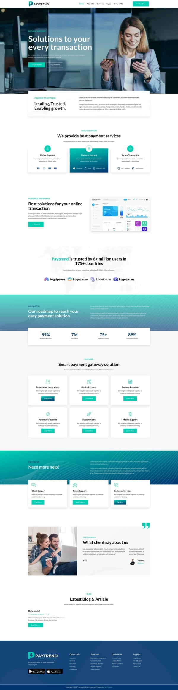 Paytrend - Online Payment Gateaway Website Design Package