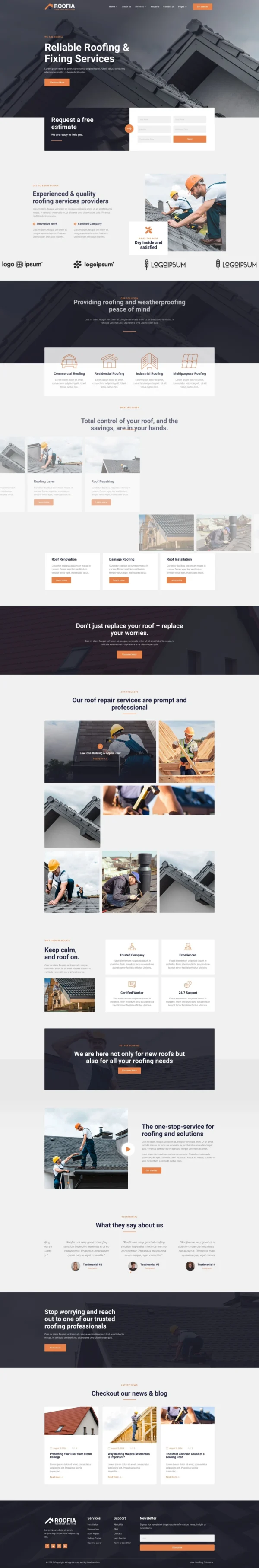 Roofia - Roofing Services Website Design Package