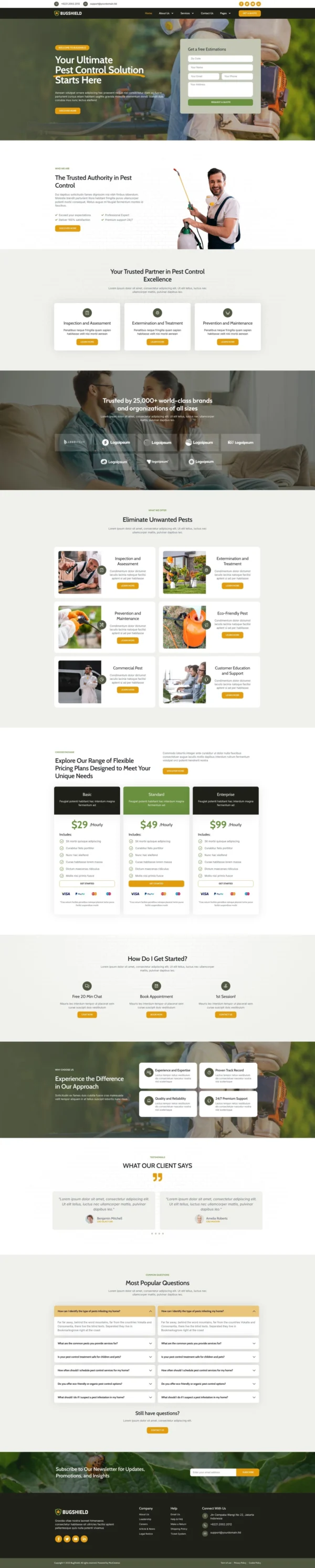 BugShield - Pest Control Service Website Design Package