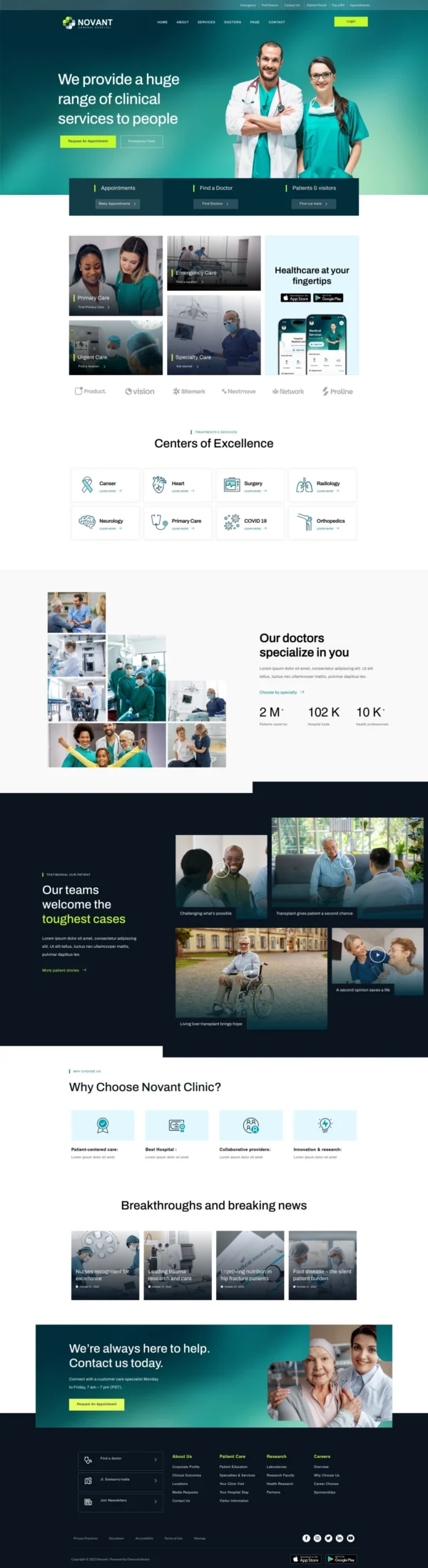 Novant - Hospital And Medical Clinic Website Design Package