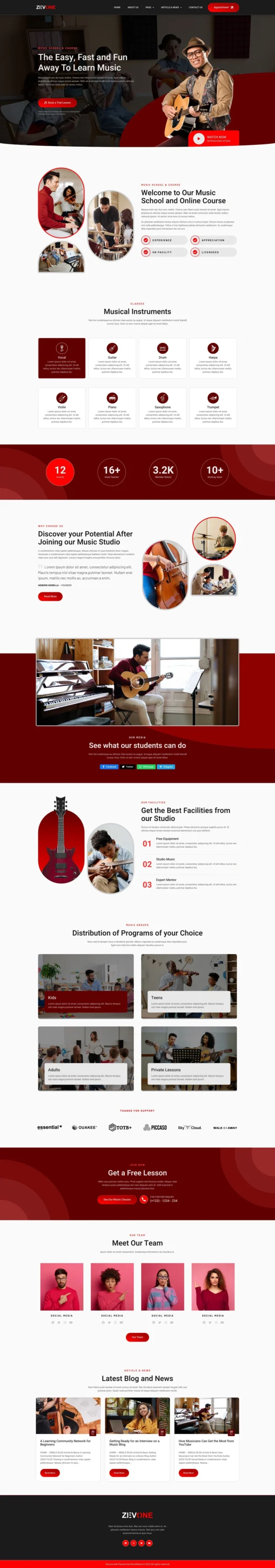 Zevone - Music Lessons & School Website Design Package