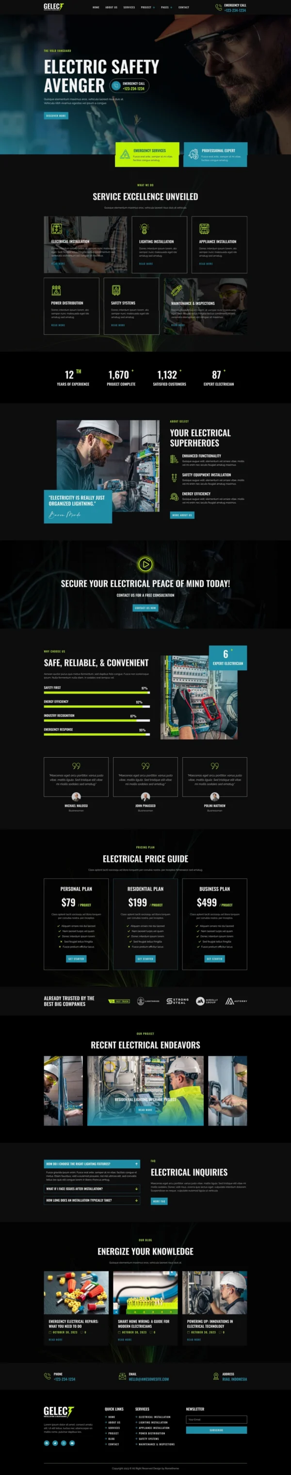 Gelect - Electrical Installation & Maintenance Website Design Package