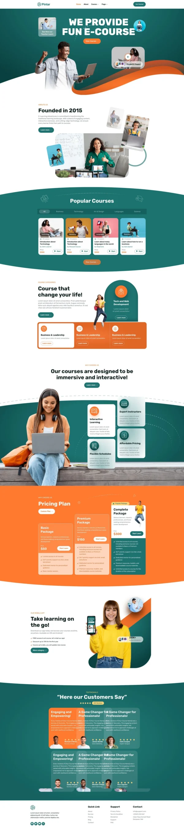 Pintar - Online Courses Website Design Package