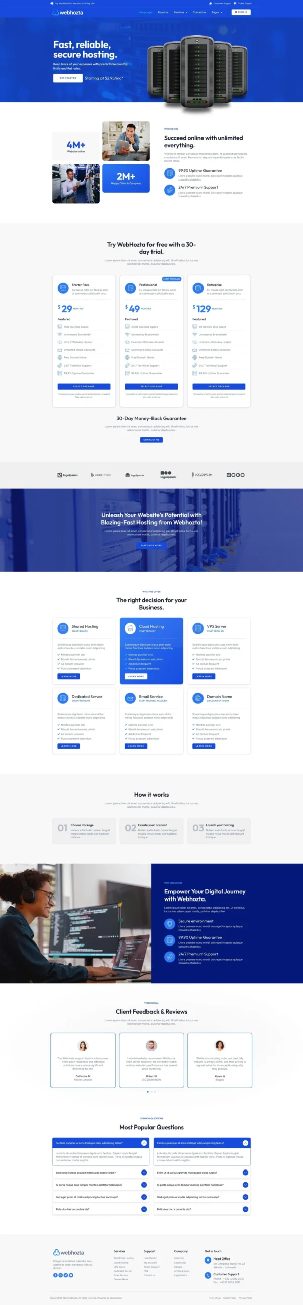 WebHozta - Hosting Service Website Design Package