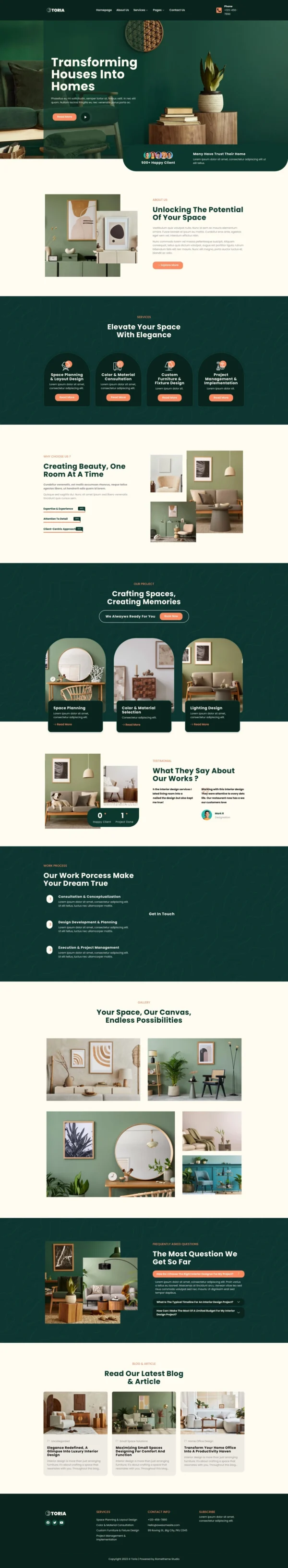 Toria - Interior Design Website Design Package