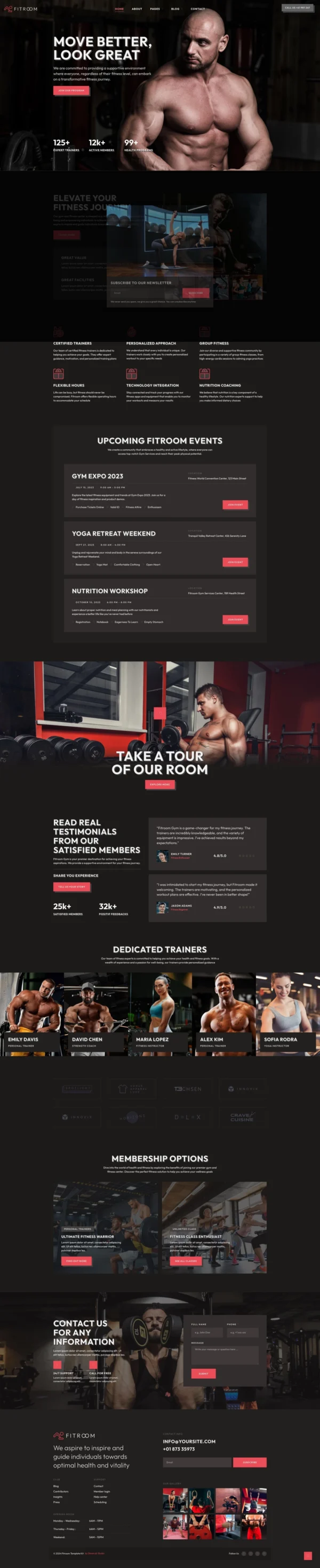 Fitroom - Gym & Fitness Center Website Design Package