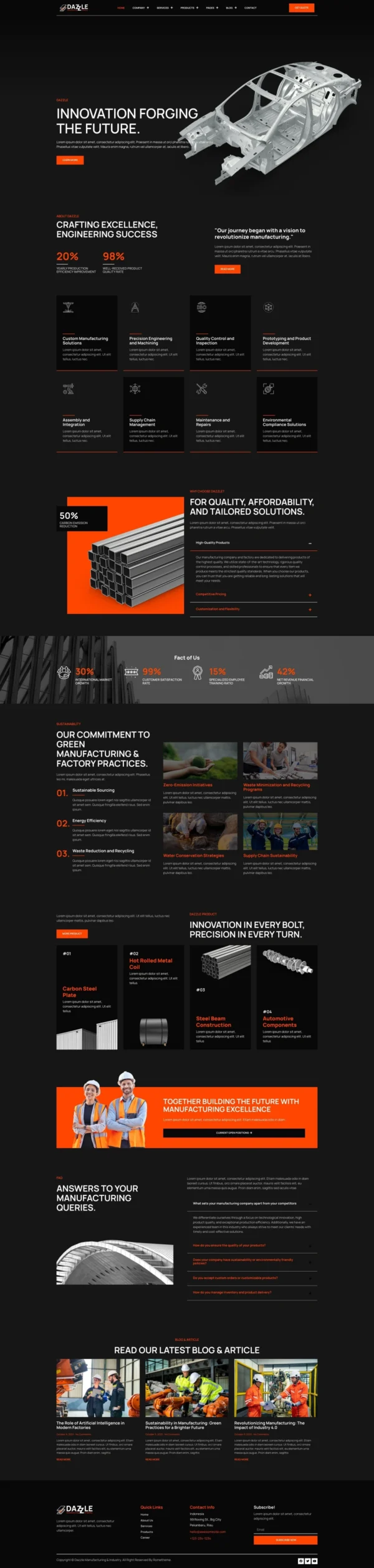 Dazzle - Manufacturing & Factory Website Design Package