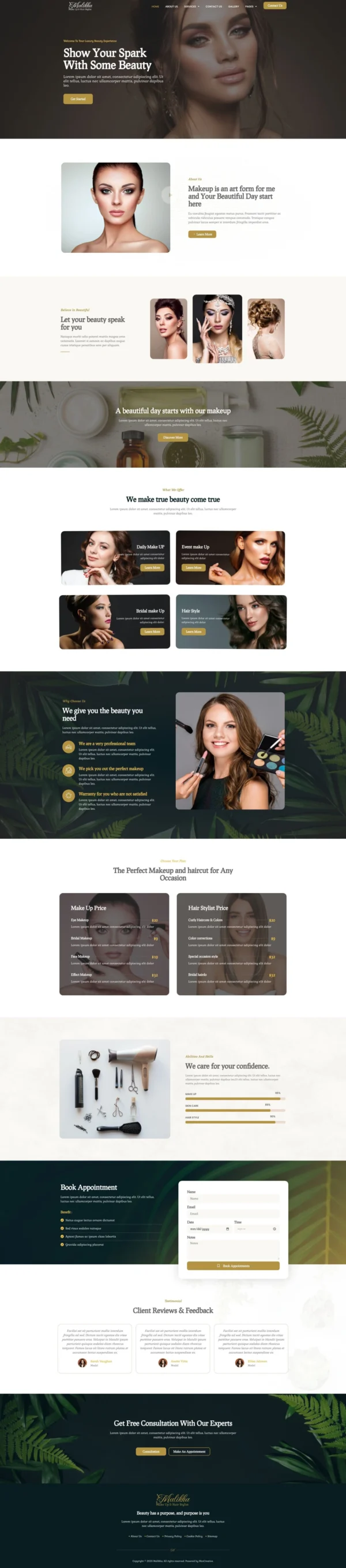 Malikha - Beauty Salon & Spa Website Design Package