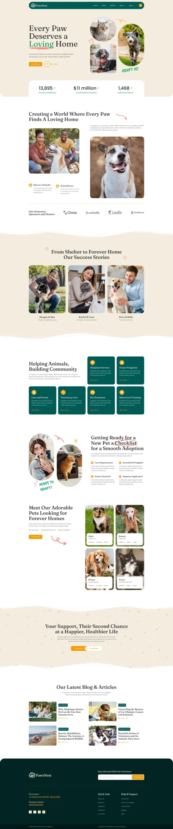 PawsNest – Animal Shelter & Pet Rescue Website Design Package