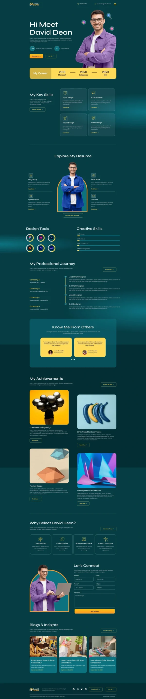 DavidDean – Personal Portfolio & Resume Website Design Package