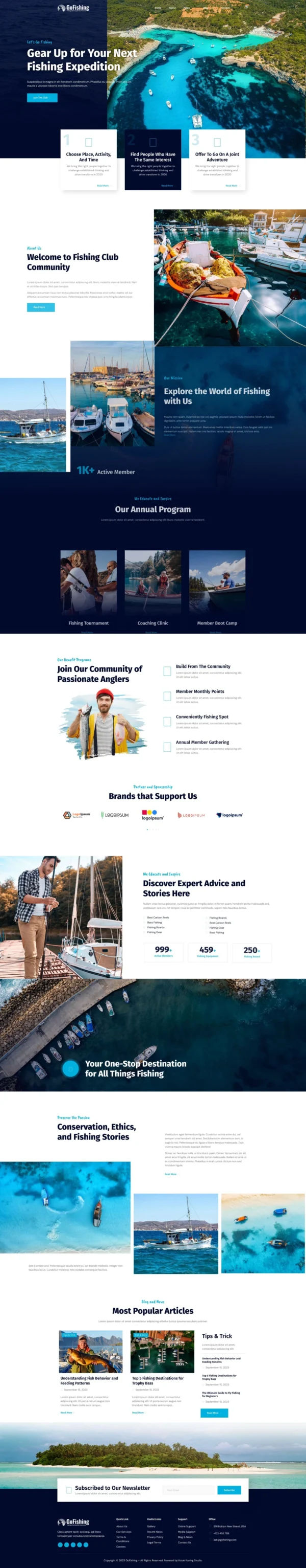 Go Fishing - Fishing Club Community Website Design Package