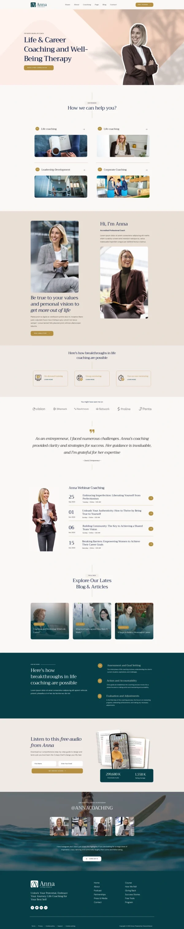 Anna - Life Coach & Motivator Website Design Package
