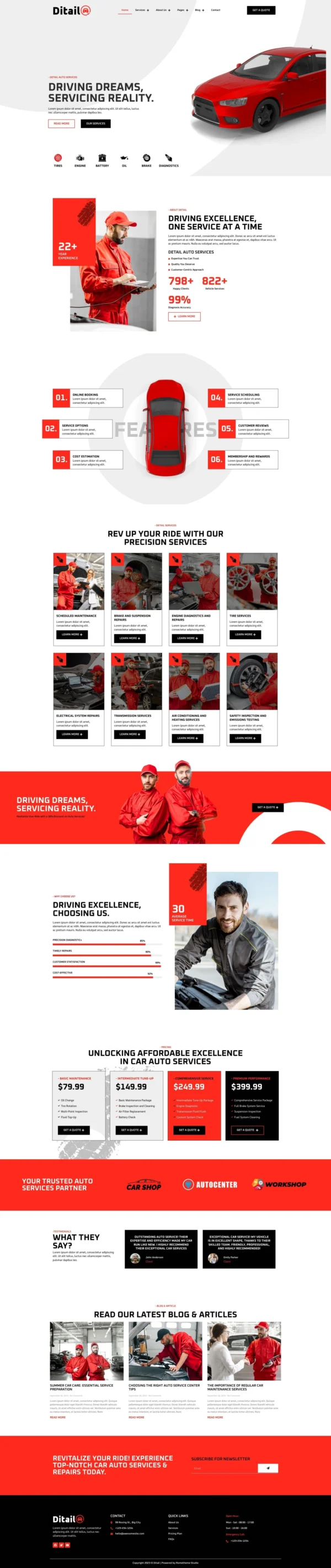 Ditail - Auto Services & Repair Website Design Package