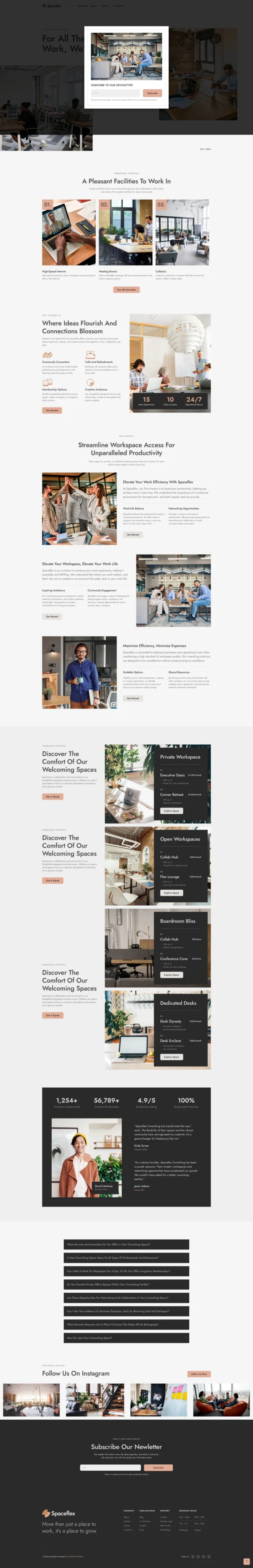 SpaceFlex - Coworking & Creative Space Website Design Package