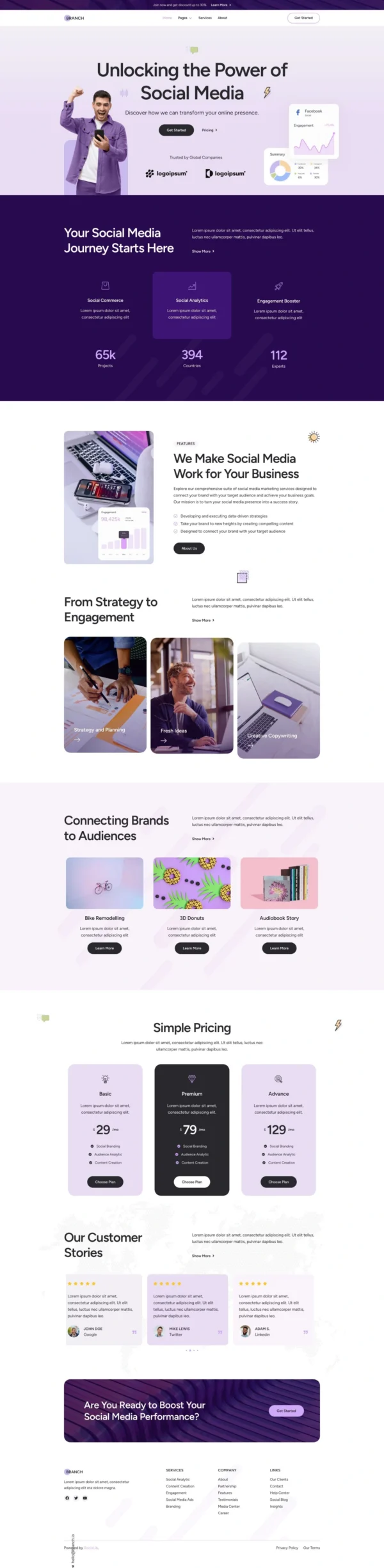 Branch - Social Media Marketing Agency Website Design Package