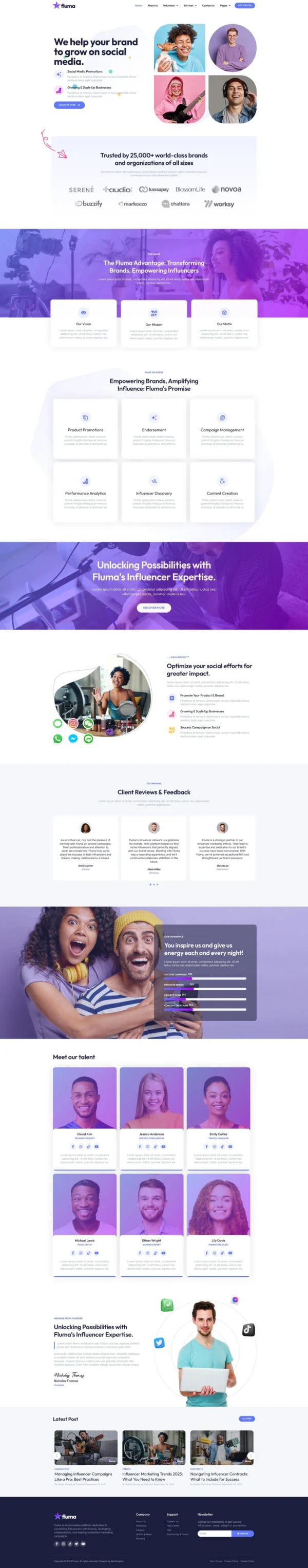 Fluma - Influencer Marketing Agency Website Design Package