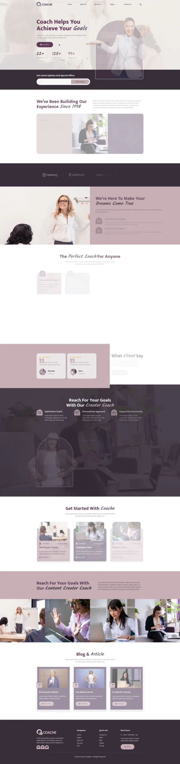 Coache - Content Creator Mentor Website Design Package