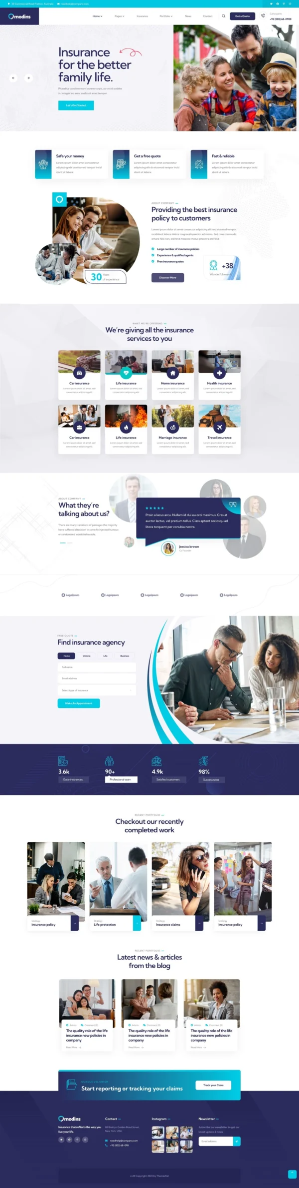 Modins - Insurance Company Website Design Package