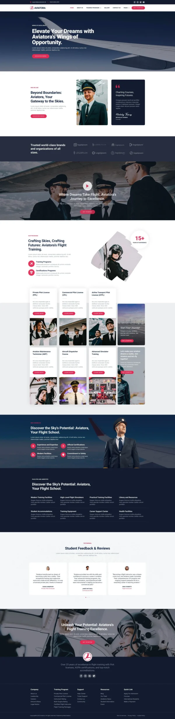 Aviatora - Aviation & Flight School Website Design Package