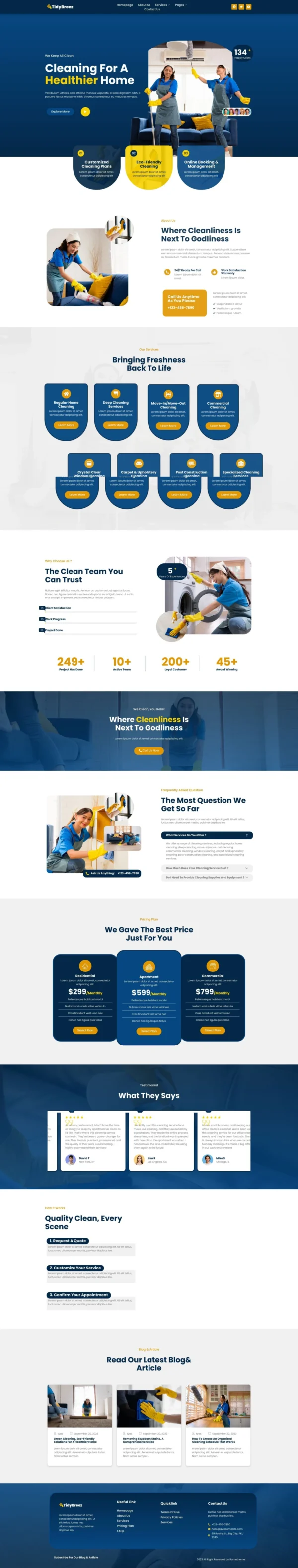 Tidybreez - Cleaning Service Company Website Design Package