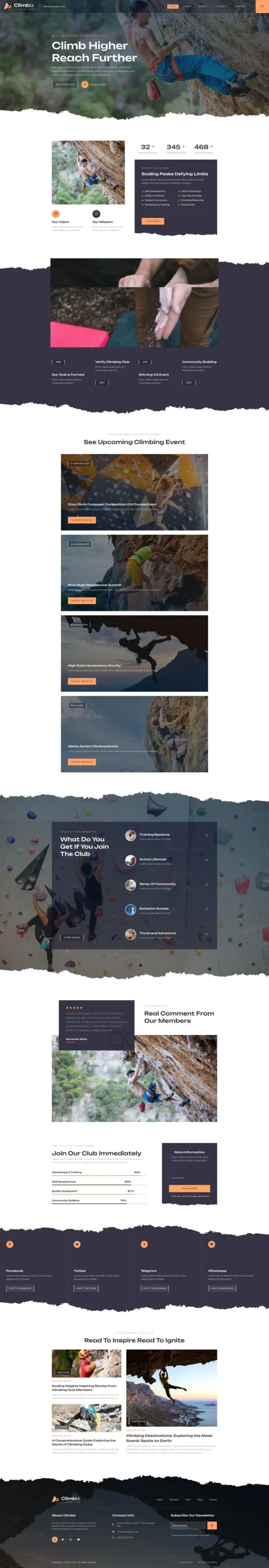 Climbiz – Climbing Club & Extreme Sports Website Design Package