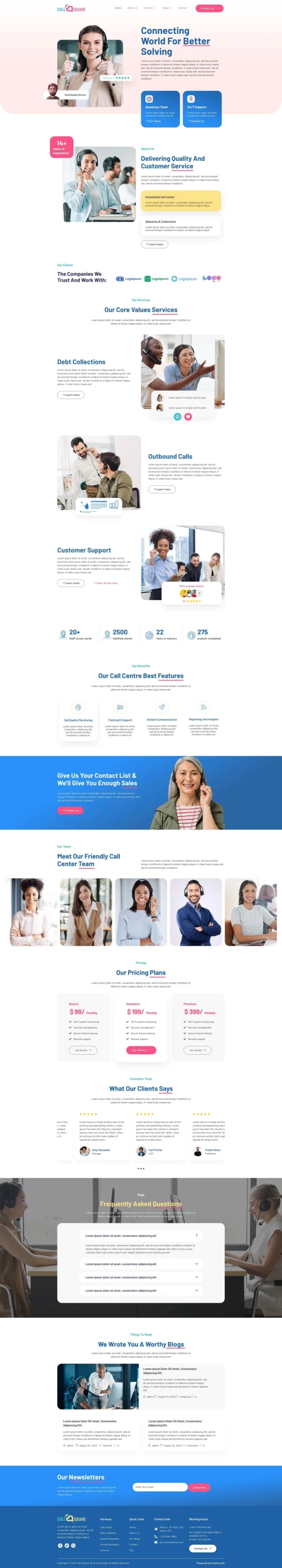 Call Square - Call Center & Support Company Website Design Package